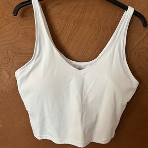 Women’s White/Black V neck longline tank bra.